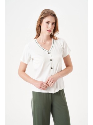Ang Butik Pjs 29022 Kadın Düğmeli Pijama Takım