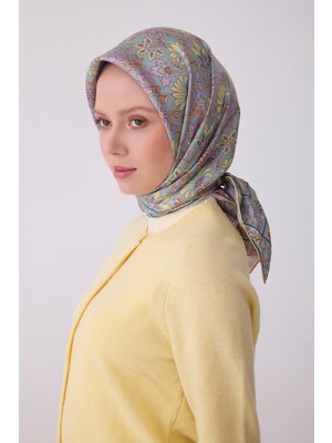 Belli Etnik Desen Saf Ipek Twill Eşarp  - 2026 Ilkbahar-Yaz (T)   4314-80