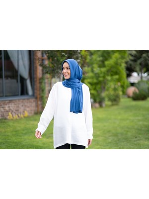 ELANS Penye Hazır Pratik Şal Eşarp Kot Mavi