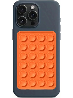 WANNA PROTECT Silikon Vakumlu Telefon Tutucu, Cep Telefonu Için Silikon Yapışkanlı, Kaymaz Vantuz Telefon Tutucu Turuncu