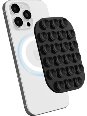 WANNA PROTECT Magsafe Manyetik Özellikli Vakumlu Telefon Tutucu, Cep Telefonu Için Silikon Kaymaz Vantuz Tutucu Siyah