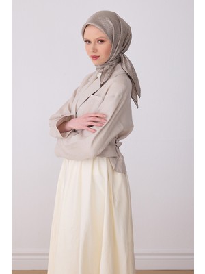 Belli Monogram Desen Saf Ipek Twill Eşarp  - 2026 Ilkbahar-Yaz (T)   4321-51