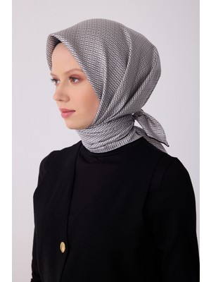 Belli Monogram Desen Saf Ipek Twill Eşarp  - 2026 Ilkbahar-Yaz (T)   4321-53