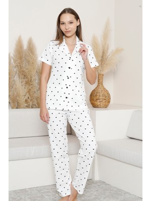 Wordex Mrn 6864 Kısa Kollu Süprem Kumaş Düğmeli Kadın Pijama Takımı