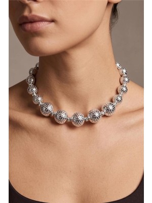 Petek Aksesuar Metalize Top Taşlı Choker Kolye
