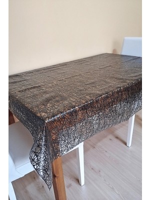 Özgürce Şeffaf Kaplı Dantel Görünümlü Masa Örtüsü, Siyah, Çeşitli Ölçüler