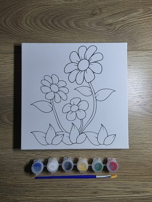 Özgürce Çocuklar Için Ilk Resim Tablo, Tuval Baskı 20X20CM, Boya ve Fırça Hediye