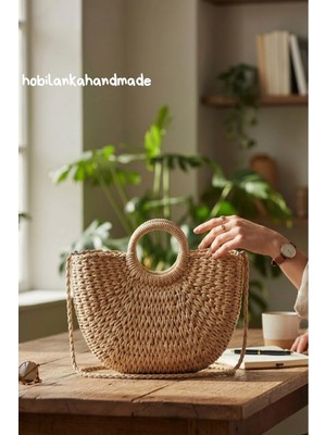 Hobilankahandmade Yarım Ay Hasır Çanta