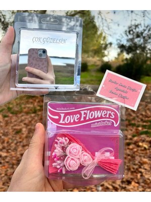 Sepetten Eve Mini Buket Çiçek Aynalı Love Flowers Hot Flowers Hediyesi Nzl Anneler Günü