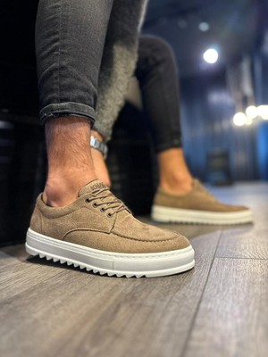 Ramer JY-T12 Velaro Bağcıklı Süet Erkek Günlük Spor Klasik Ayakkabı Sbt - Camel