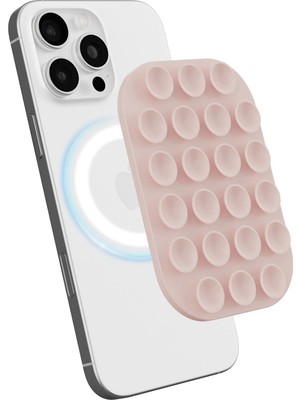 WANNA PROTECT Magsafe Manyetik Özellikli Vakumlu Telefon Tutucu, Cep Telefonu Için Silikon Kaymaz Vantuz Tutucu Krem