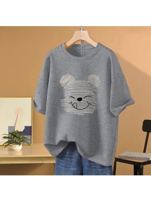 Nıgrum Pardus Oo! Leziz Ayıcık Baskılı Yuvarlak Yaka Kız Çocuk Oversize T-Shirt