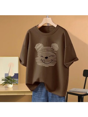Nıgrum Pardus Oo! Leziz Ayıcık Baskılı Yuvarlak Yaka Kız Çocuk Oversize T-Shirt