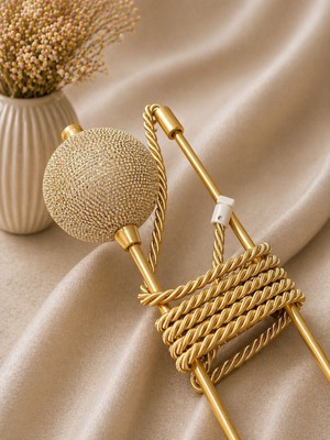 Gold Rengi Taşlı Hayalet Kol ( Fon ve Tül) Bağı, Perde Aksesuarı, Perde Tutucu, Renso