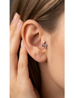Dushico Gümüş Sallantılı Fiyonk Tragus Helix Çelik Piercing