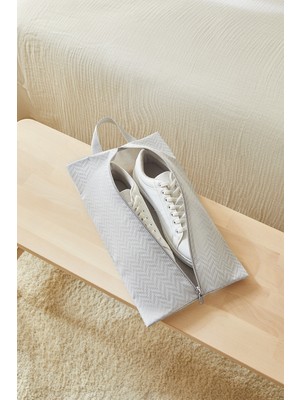 Ocean Home Textile Gri Balıksırtı Ayakkabı Düzenleyici Taşıma Çantası 22 x 40 x 9 cm