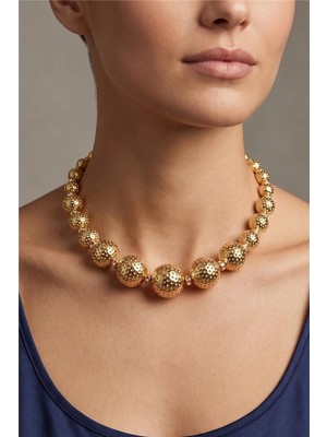 Petek Aksesuar Metalize Top Taşlı Choker Kolye