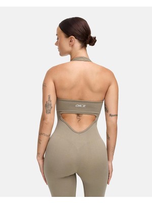 Oace Halter Yaka Uzun Seamless Fitness Tulum - Toprak Beji