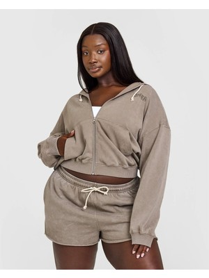 Oner Active Vintage Wash Zip Hoodie - Taupe