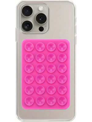 WANNA PROTECT Silikon Vakumlu Telefon Tutucu, Cep Telefonu Için Silikon Yapışkanlı, Kaymaz Vantuz Telefon Tutucu Koyu Pembe