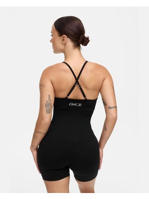 Oace Kadın Seamless Siyah Spor Tulum