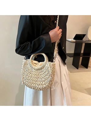 Hobilanka Bohem Tarzı Minimalist Hasır Omuz Çantası