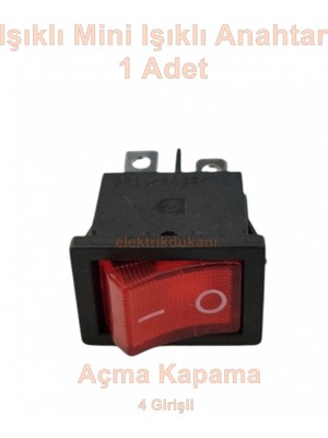 Ender 0-1 Mini Geniş Işıklı Anahtar Kırmızı 4 Pinli