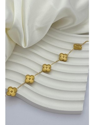Akın Trend Yonca Model Gold Çelik Bileklik