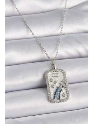 Yıldız Ticaret Mey Ithalat® 316L Çelik Gümüş Renk Zincir Kova Burcu Zirkon Taşlı Kadın Kolye