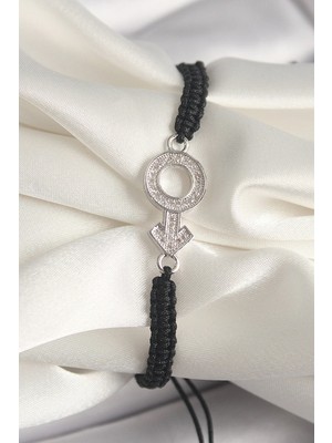 Yıldız Ticaret Mey Ithalat® Pirinç Gümüş Renk Zirkon Taşlı Mars Figür Asansörlü Makrome Model Kadın Bileklik