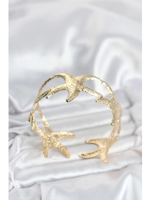 Yıldız Ticaret Mey Ithalat® Pirinç Gold Renk Deniz Yıldızı Model Kadın Bileklik