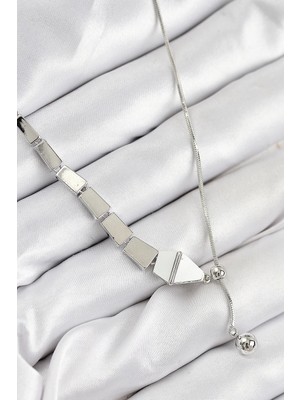 Yıldız Ticaret Mey Ithalat® Pirinç Yılan Model Gümüş Renk Asansörlü Kadın Kolye