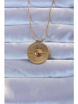 Yıldız Ticaret Mey Ithalat® 316L Altın Renk Işlemeli Göz Kolye