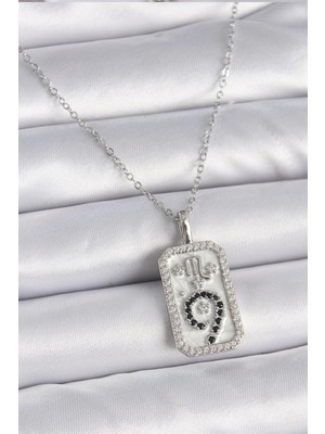 Yıldız Ticaret Mey Ithalat® 316L Çelik Gümüş Renk Zincir Akrep Burcu Zirkon Taşlı Kadın Kolye