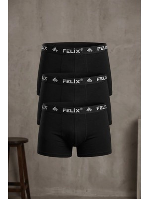 Orivra Erkek Boxer Siyah 10'lu Pamuklu Likralı