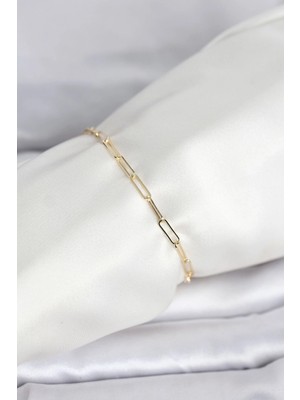 Yıldız Ticaret Mey Ithalat® cm 14K Gold Renk Ataç Zincir Model Kadın Bileklik