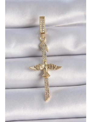 Yıldız Ticaret Mey Ithalat® Pirinç Gold Renk Zirkon Taş Detaylı Elif Model Anka Kuşu Figür Ajda Charm