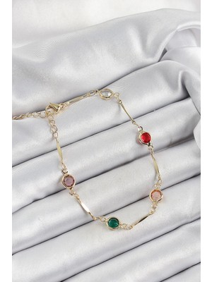 Yıldız Ticaret Mey Ithalat® Pirinç Asorti Model Gold Renk Zirkon Taşlı Kadın Bileklik