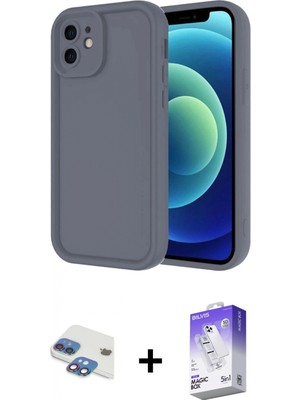 Marsilyan™- iPhone 11 Kılıf Yankı Yansıma Özel Seri - Siyah Bilvis 5in1 3D Magic Cam Ekran Koruyucu + Gökkuşağı Pers Alüminyum Kamera Lens