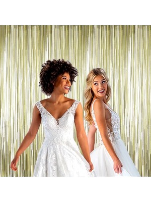 Belle Fusion Mey Ithalat® Mat Altın Püsküllü Kapı Perdesi - Parti, Bekarlığa Veda, Doğum Günü 1x2 M