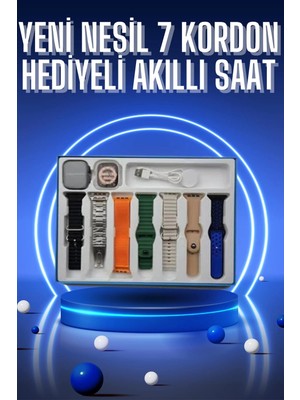 Belle Fusion Mey Ithalat® Akıllı Saat 7 Kordon Hediyeli Takvim Alarm Nabız Ölçer Bildirim Görme Sesli Gö