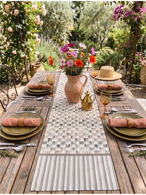 Nunuteks Mocha Desenli Dekoratif Runner - 40X140 cm