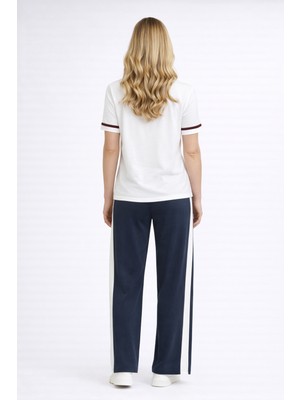 Köşedeki Dükkan Şerit Detaylı Kısa Kollu Premium Modal Takım