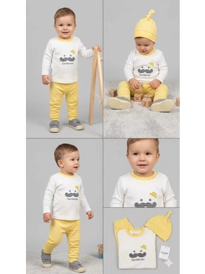 Bemy Store 3/12 Ay Gentilmen Baskılı 3 Parça Bebek Takımı