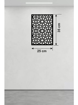 Mey İthalat Mey Ithalat® Geometrik Yıldız Geçme Ahşap Duvar Tablosu - 25X35 cm Lazer Kesim Selçuklu Motif