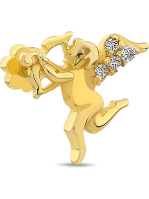 Ethem Gold 14 Ayar Taşlı Melek Altın Tragus Piercing