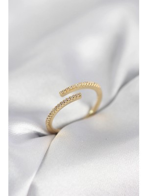 Belle Fusion Mey Ithalat® Gold Renk Zirkon Taşlı Yılan Tarz Kadın Yüzük