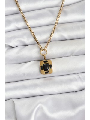 Belle Fusion Mey Ithalat® 316L Çelik Zincir Gold Renk Vintage Model Kadın Kolye