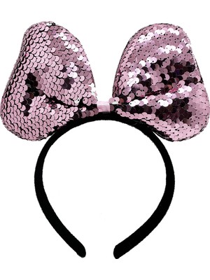 Eco Port Renk Değiştiren Pullu Payetli Fiyonk Parti Tacı Pembe Gümüş Renk 20X16 cm