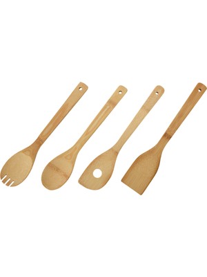 Koopman 4 Parça Bambu Ahşap Kaşık Seti 30 cm 3 Adet